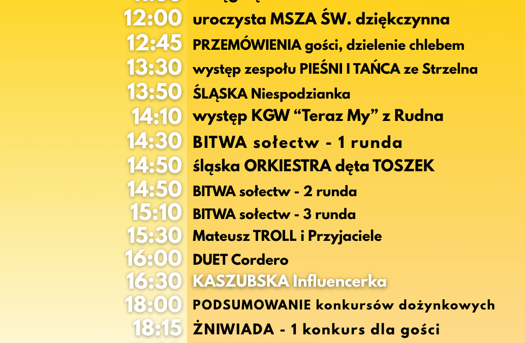 DNI Gminy Puck HARMONOGRAM Kaszubskie Dożynki